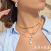 Wholesale Women's Geometric Stainless Steel Vacuum Real Gold Plated Water Dropshaped Necklace Jewelry