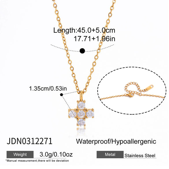 Wholesale Women's Geometric Stainless Steel Vacuum Real Gold Plated Water Dropshaped Necklace Jewelry