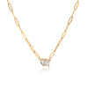 Wholesale Women's Geometric Stainless Steel Zircon Cross Chain Necklace With Electroplating