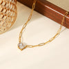 Wholesale Women's Geometric Stainless Steel Zircon Cross Chain Necklace With Electroplating