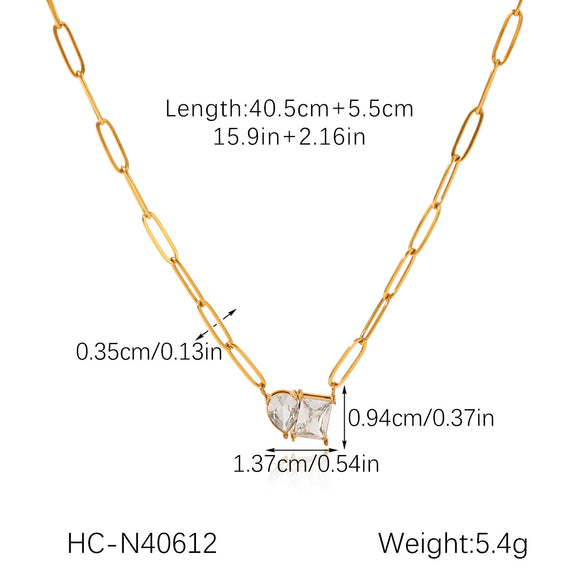 Wholesale Women's Geometric Stainless Steel Zircon Cross Chain Necklace With Electroplating