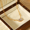 Wholesale Women's Geometric Stainless Steel Zircon Cross Chain Necklace With Electroplating