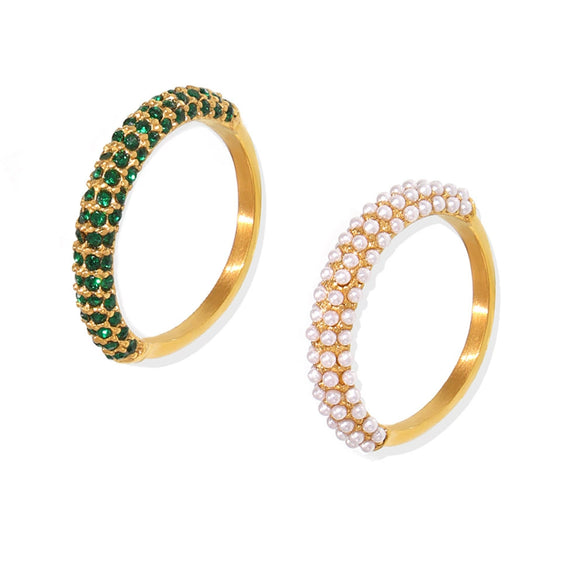 Wholesale Women's Geometric Stainless Steel Zircon Electroplated Ferris Wheel Ring Jewelry
