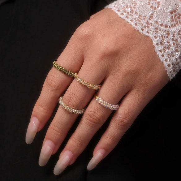 Wholesale Women's Geometric Stainless Steel Zircon Electroplated Ferris Wheel Ring Jewelry
