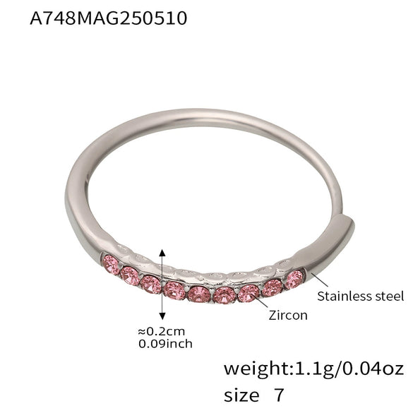 Wholesale Women's Geometric Stainless Steel Zircon Goldplated Ferris Wheel Open Ring Hand Jewelry