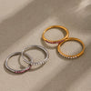 Wholesale Women's Geometric Stainless Steel Zircon Goldplated Ferris Wheel Open Ring Hand Jewelry