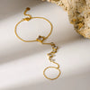 Wholesale Women's Geometric Stainless Steel Zircon 18K Goldplated Wrist Chain Bracelet Hand Jewelry