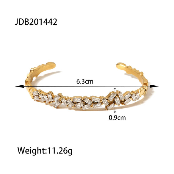 Wholesale Women's Geometric Stainless Steel Zircon Open Bracelet