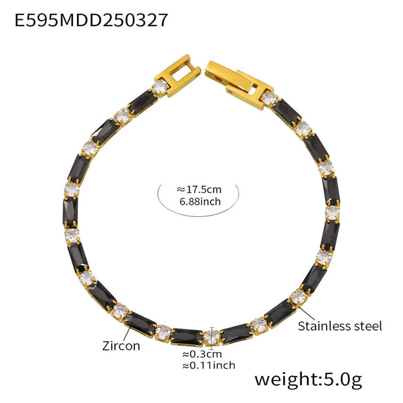Wholesale Women's Geometric 316L Stainless Steel Zircon Plated 18K Gold Bracelet