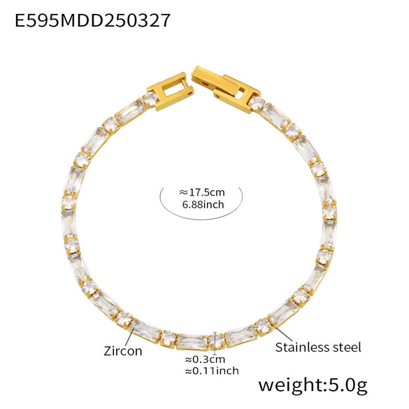Wholesale Women's Geometric 316L Stainless Steel Zircon Plated 18K Gold Bracelet