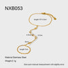 Wholesale Women's Geometric Stainless Steel Zirconencrusted 18K Goldplated Bracelet Ring Jewelry