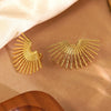 Wholesale Women's Geometric Stamped Stainless Steel Fanshaped Earrings Jewelry