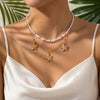 Wholesale Women's Geometric Starfish Pearl Doublelayered Necklace Set Alloy Electroplated Casual Minimalist Style