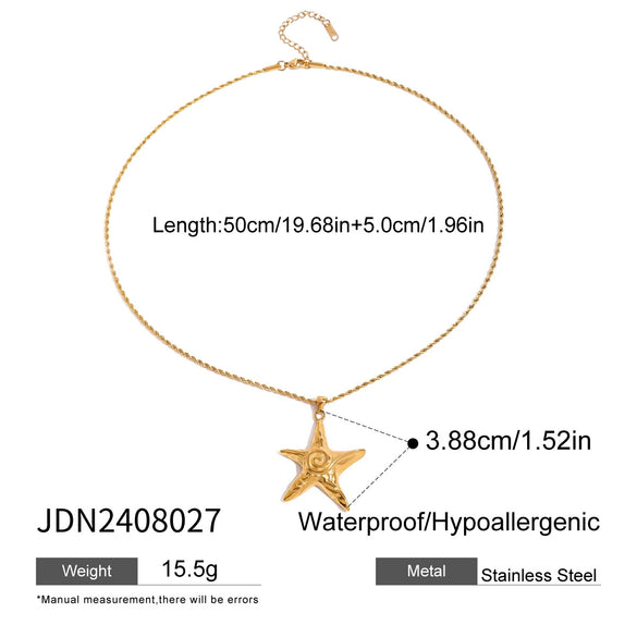 Wholesale Women's Geometric Starfish Pendant Necklace Made Of Titanium Steel And Stainless Steel With Electroplating Process