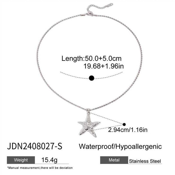 Wholesale Women's Geometric Starfish Pendant Necklace Made Of Titanium Steel And Stainless Steel With Electroplating Process