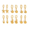 Wholesale Women's Geometric Starfish Shell Pearl Pendant Earrings Stainless Steel Pvd Furnace Vacuum Real Gold Plating