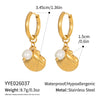 Wholesale Women's Geometric Starfish Shell Pearl Pendant Earrings Stainless Steel Pvd Furnace Vacuum Real Gold Plating