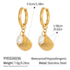 Wholesale Women's Geometric Starfish Shell Pearl Pendant Earrings Stainless Steel Pvd Furnace Vacuum Real Gold Plating