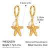 Wholesale Women's Geometric Starfish Shell Pearl Pendant Earrings Stainless Steel Pvd Furnace Vacuum Real Gold Plating