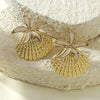 Wholesale Women's Geometric Starfish Shell Stainless Steel Drip Oil Earrings Vacation Style