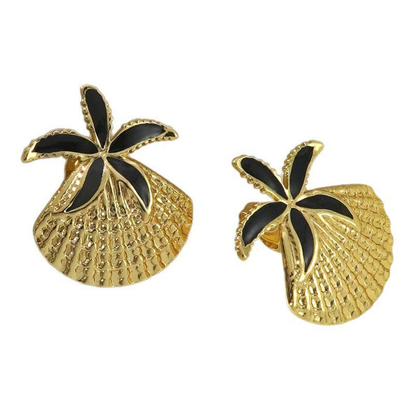 Wholesale Women's Geometric Starfish Shell Stainless Steel Drip Oil Earrings Vacation Style