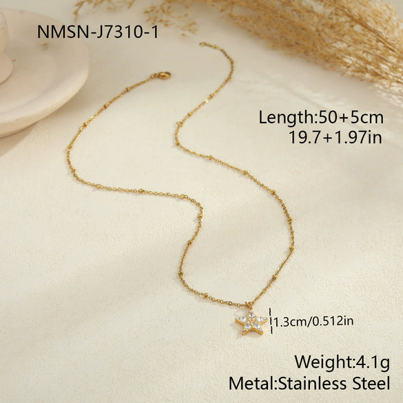 Wholesale Women's Geometric Starshaped Moon Pendant Stainless Steel 18K Electroplated Necklace