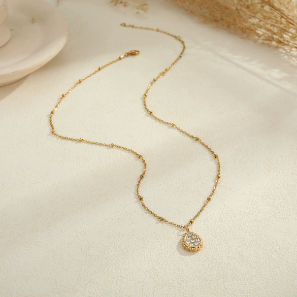 Wholesale Women's Geometric Starshaped Moon Pendant Stainless Steel 18K Electroplated Necklace