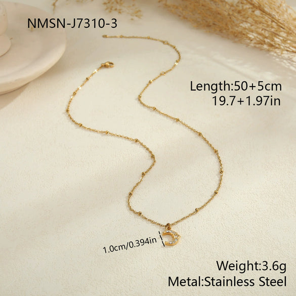 Wholesale Women's Geometric Starshaped Moon Pendant Stainless Steel 18K Electroplated Necklace