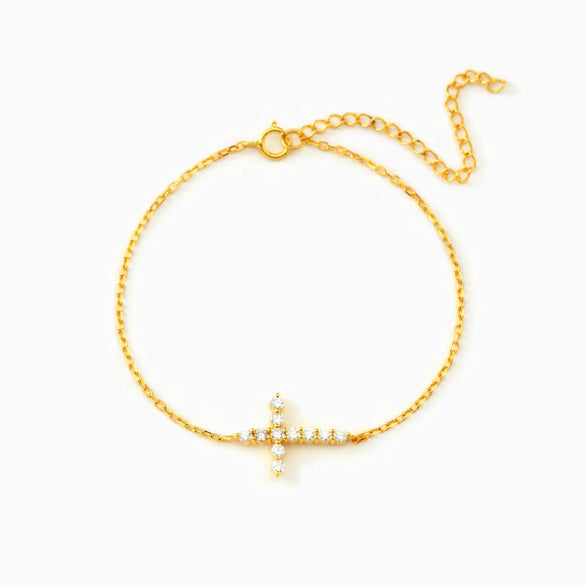 Wholesale Women's Geometric 925 Sterling Silver Cross Bracelet With Electroplating