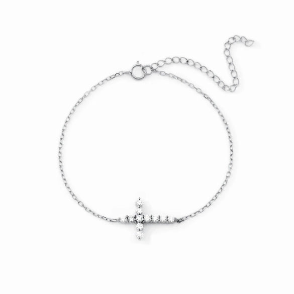 Wholesale Women's Geometric 925 Sterling Silver Cross Bracelet With Electroplating