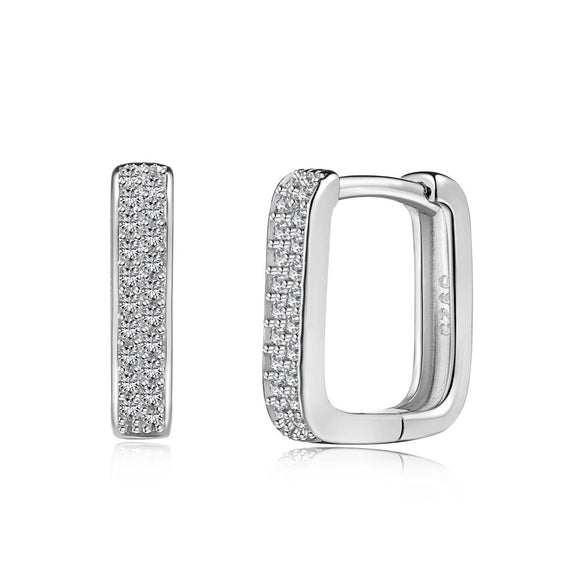 Wholesale Women's Geometric Sterling Silver 925 Earrings With Full Diamond Zircon Inlaid And Electroplating Design