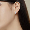 Wholesale Women's Geometric Sterling Silver 925 Earrings With Full Diamond Zircon Inlaid And Electroplating Design
