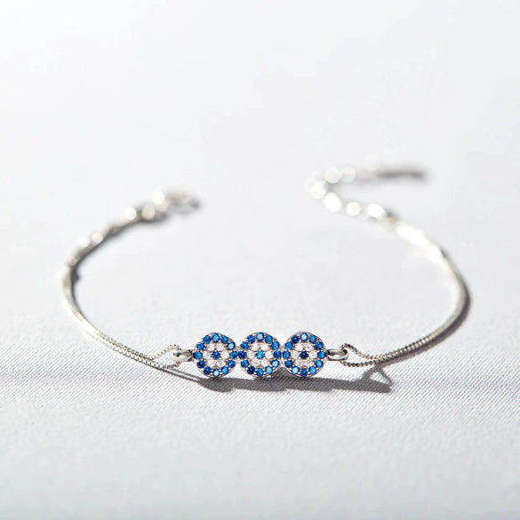 Wholesale Women's Geometric 925 Sterling Silver Evil Magic Eye Bracelet With Electroplating