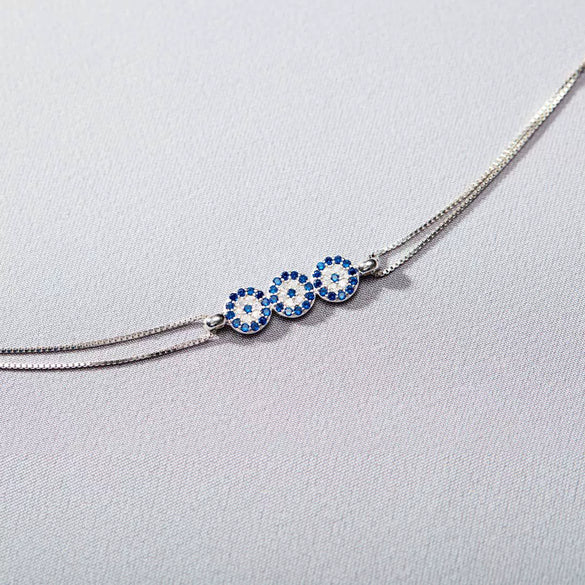 Wholesale Women's Geometric 925 Sterling Silver Evil Magic Eye Bracelet With Electroplating