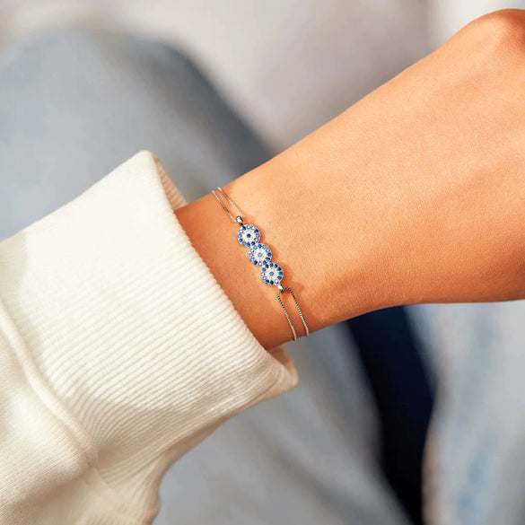 Wholesale Women's Geometric 925 Sterling Silver Evil Magic Eye Bracelet With Electroplating