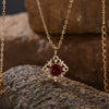 Wholesale Women's Geometric 925 Sterling Silver 18K Gold Plated Natural Color Treasure Pendant Necklace With Gem Setting