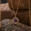 Wholesale Women's Geometric 925 Sterling Silver 18K Gold Plated Natural Color Treasure Pendant Necklace With Gem Setting