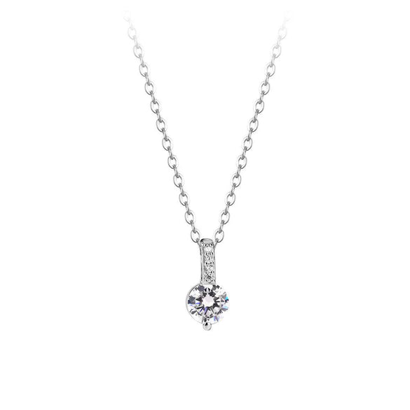 Wholesale Women's Geometric Sterling Silver Moissanite Inlay Pendant Necklace With Cross Chain