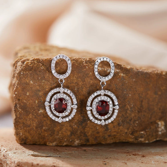 Wholesale Women's Geometric Sterling Silver 925 Plated 18K Gold Set With Gems Earrings