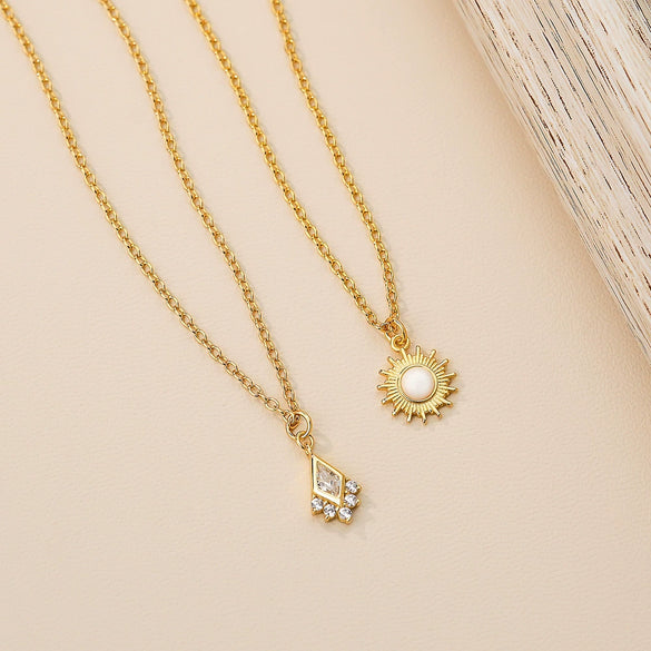 Wholesale Women's Geometric 925 Sterling Silver Zirconia Flower Pendant Cross Chain Necklace
