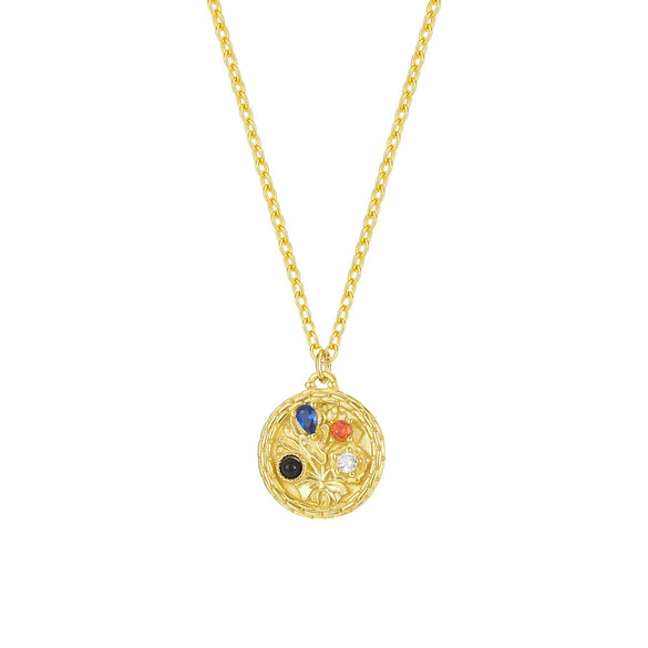 Wholesale Women's Geometric 925 Sterling Silver Zirconia Flower Pendant Cross Chain Necklace