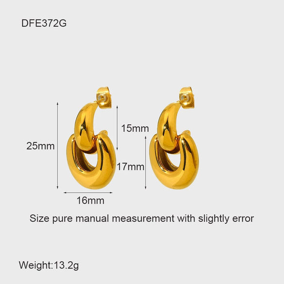 Wholesale Women's Geometric Stripe 18K Gold Plated Stainless Steel Earrings