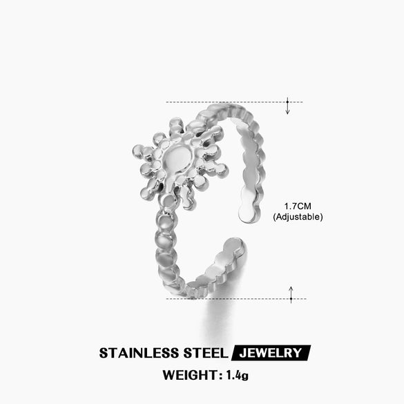 Wholesale Women's Geometric Style Adjustable Opening Titanium Steel Ring With 18K Gold Plated Electroplating