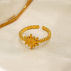 Wholesale Women's Geometric Style Adjustable Opening Titanium Steel Ring With 18K Gold Plated Electroplating