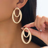 Wholesale Women's Geometric Style Electroplated Alloy Earrings With Irregular Circular Design