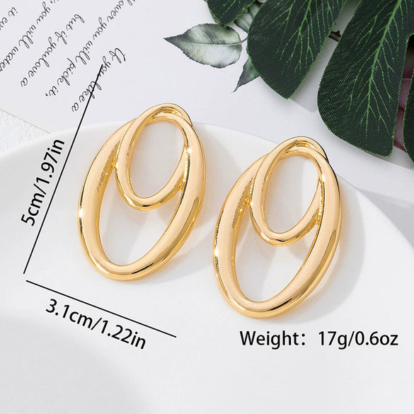 Wholesale Women's Geometric Style Electroplated Alloy Earrings With Irregular Circular Design
