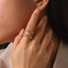Wholesale Women's Geometric Style Electroplated Stainless Steel Cross Line Ring Jewelry Accessories