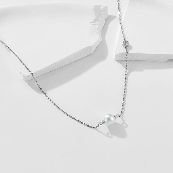 Wholesale Women's Geometric Style 925 Silver Diamond Design Cross Chain Beading Necklace
