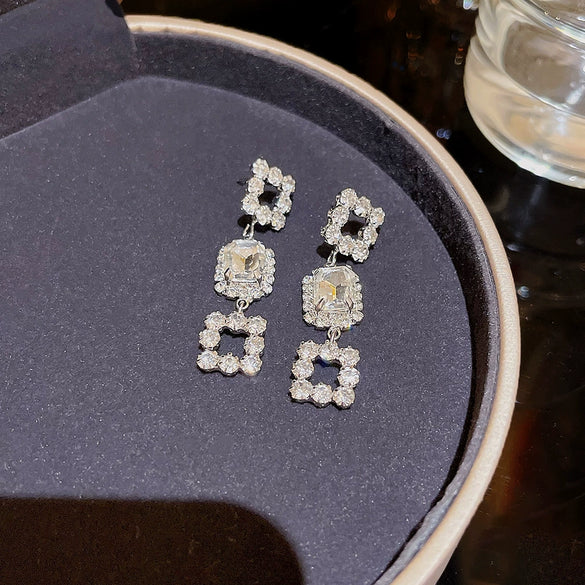 Wholesale Women's Geometric Tassel Earrings Copper Inlaid Zircon