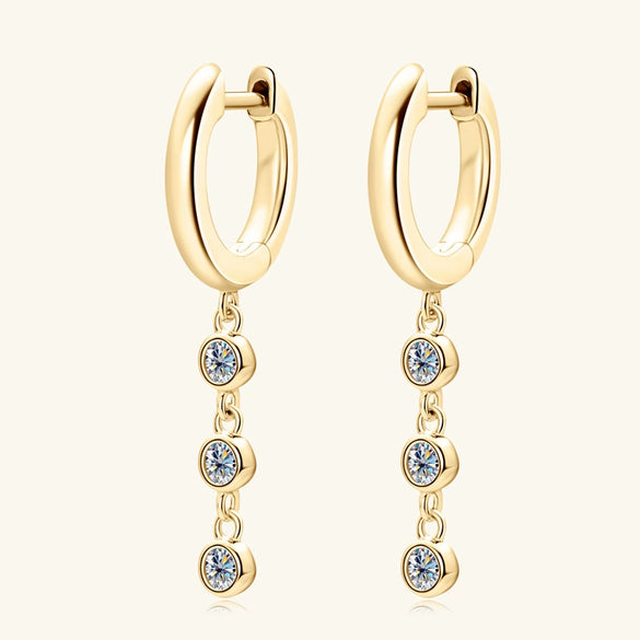 Wholesale Women's Geometric Tassel Moissanite Silver Earrings With Electroplating